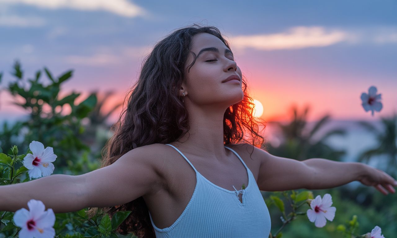 Mulher planejando 2026 com serenidade em ambiente feminino e acolhedor.