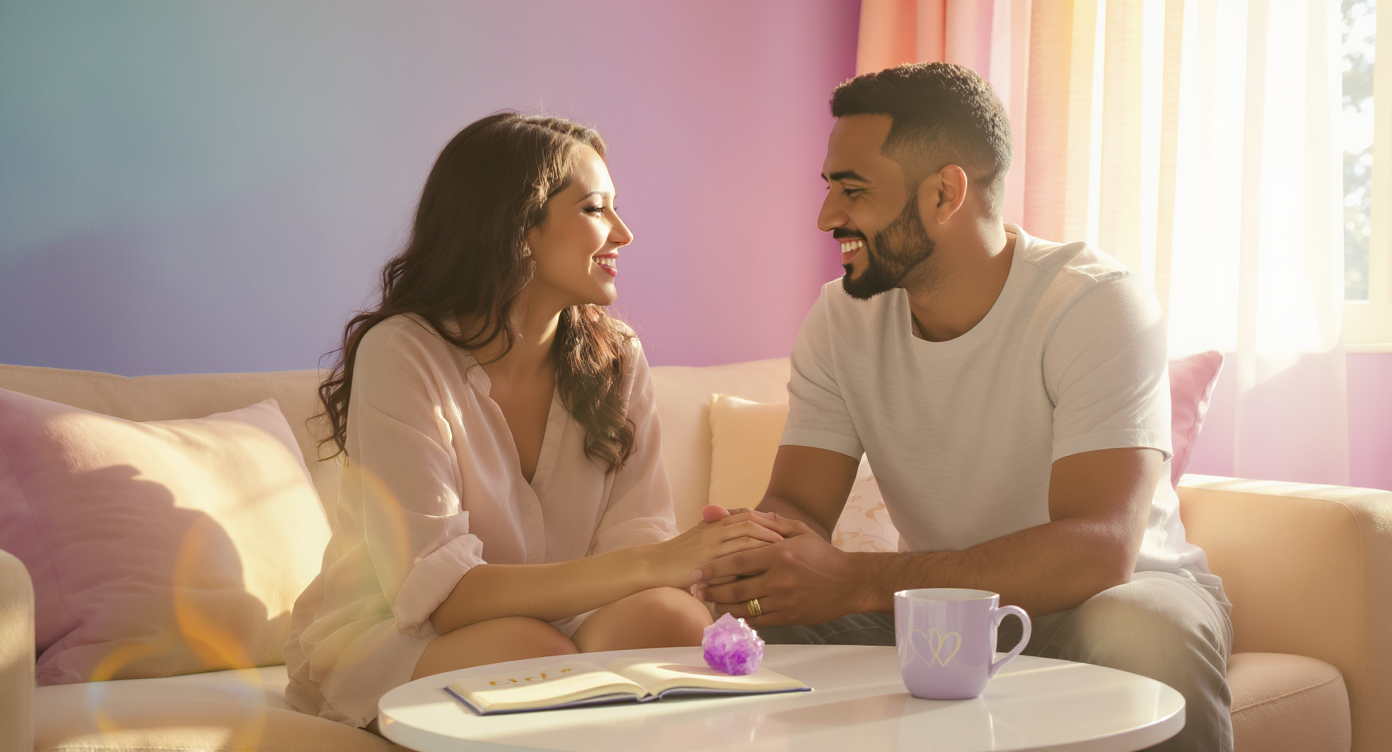 Mulher planejando 2026 com serenidade em ambiente feminino e acolhedor.